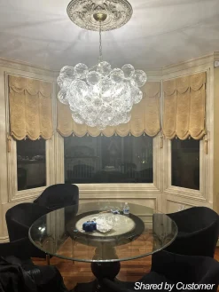 Brass Cluster Sculpture Texture Glass Globe Bubble Chandelier