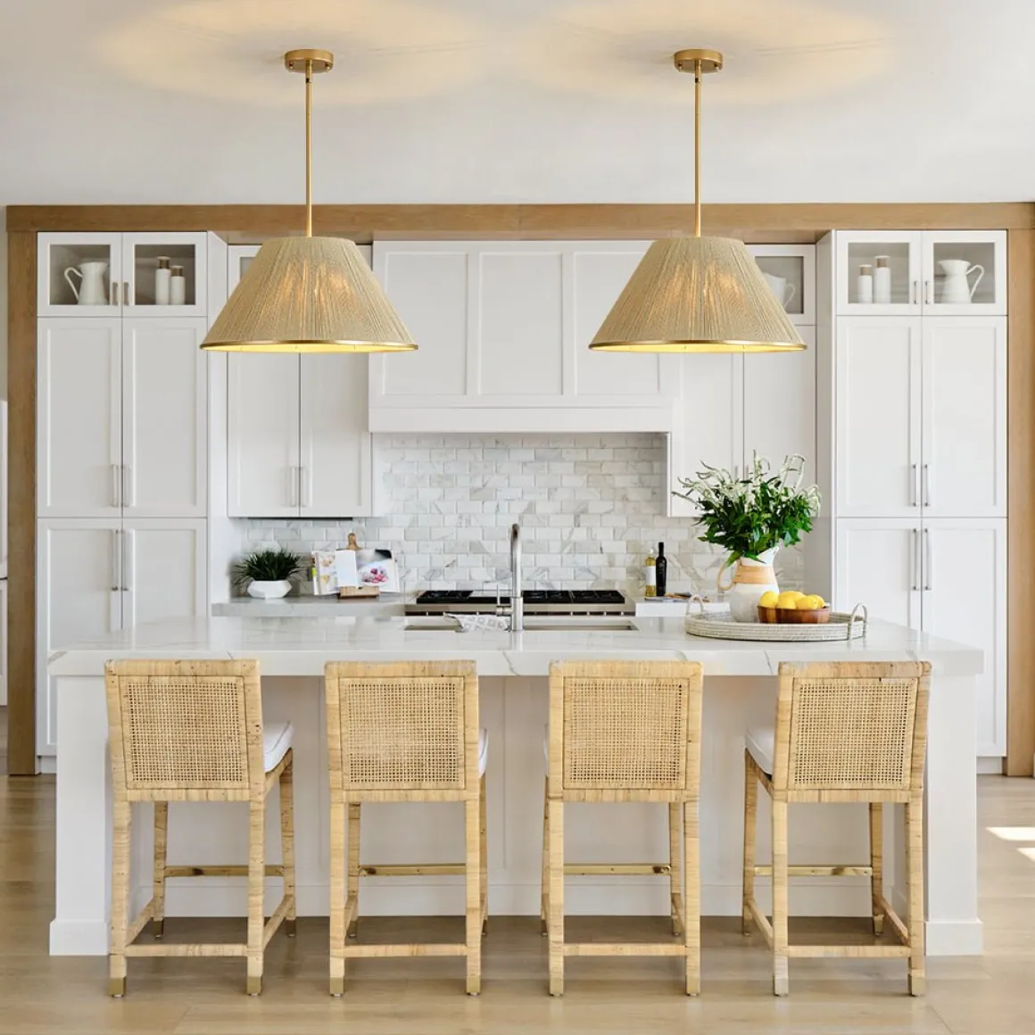 Brass Conical Woven Thread Cage Pendant Light