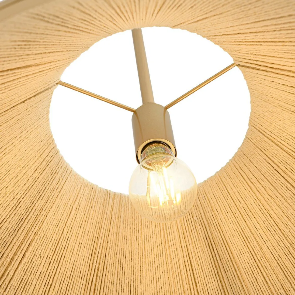 Brass Conical Woven Thread Cage Pendant Light