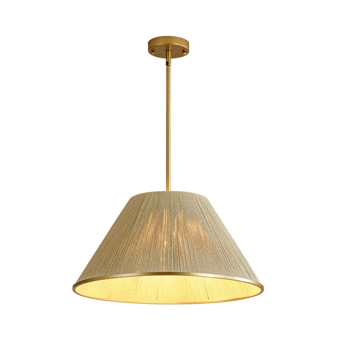 Brass Conical Woven Thread Cage Pendant Light