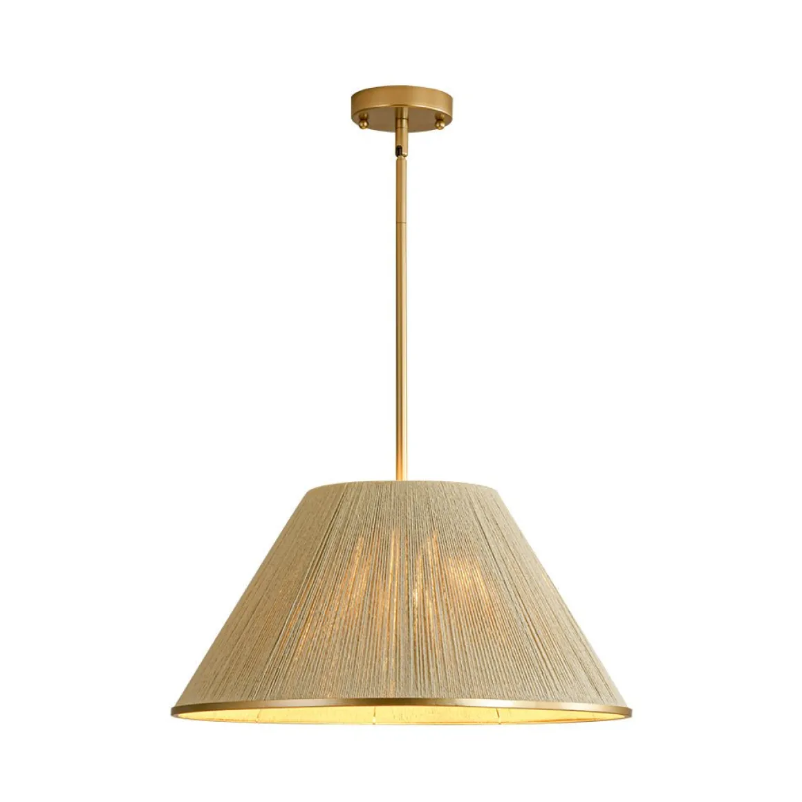 Brass Conical Woven Thread Cage Pendant Light