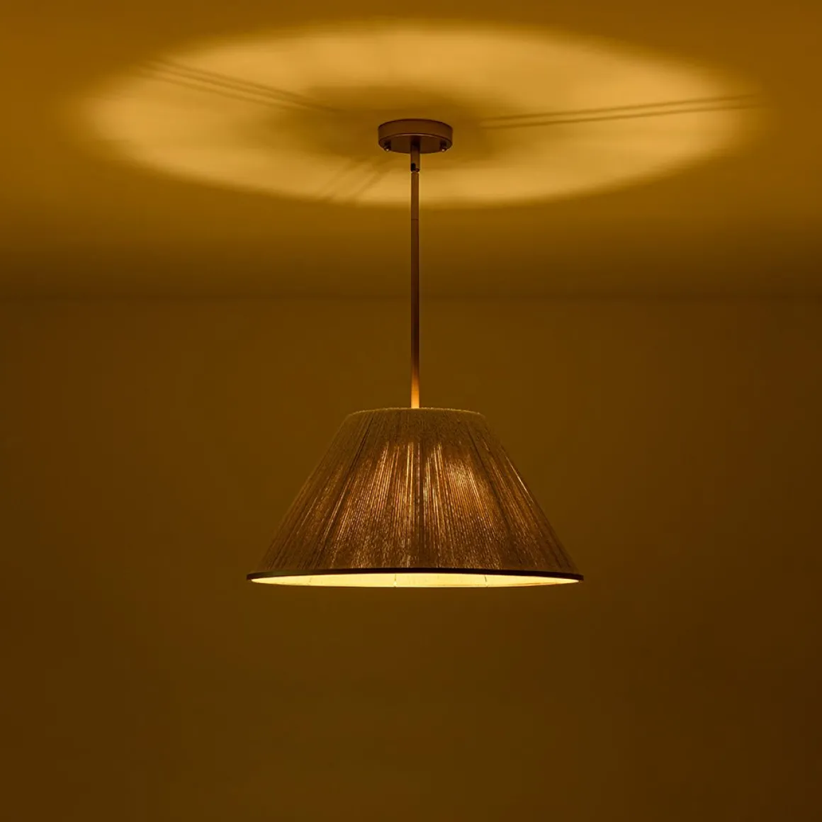Brass Conical Woven Thread Cage Pendant Light