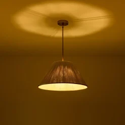 Brass Conical Woven Thread Cage Pendant Light