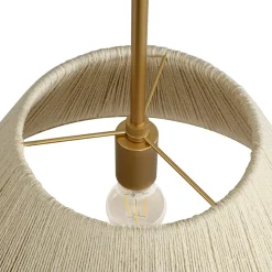 Brass Conical Woven Thread Cage Pendant Light