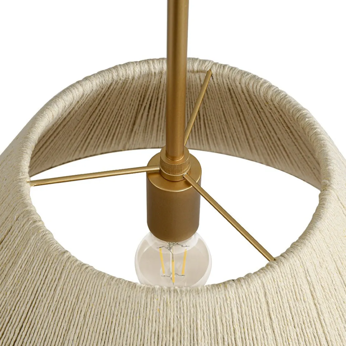 Brass Conical Woven Thread Cage Pendant Light