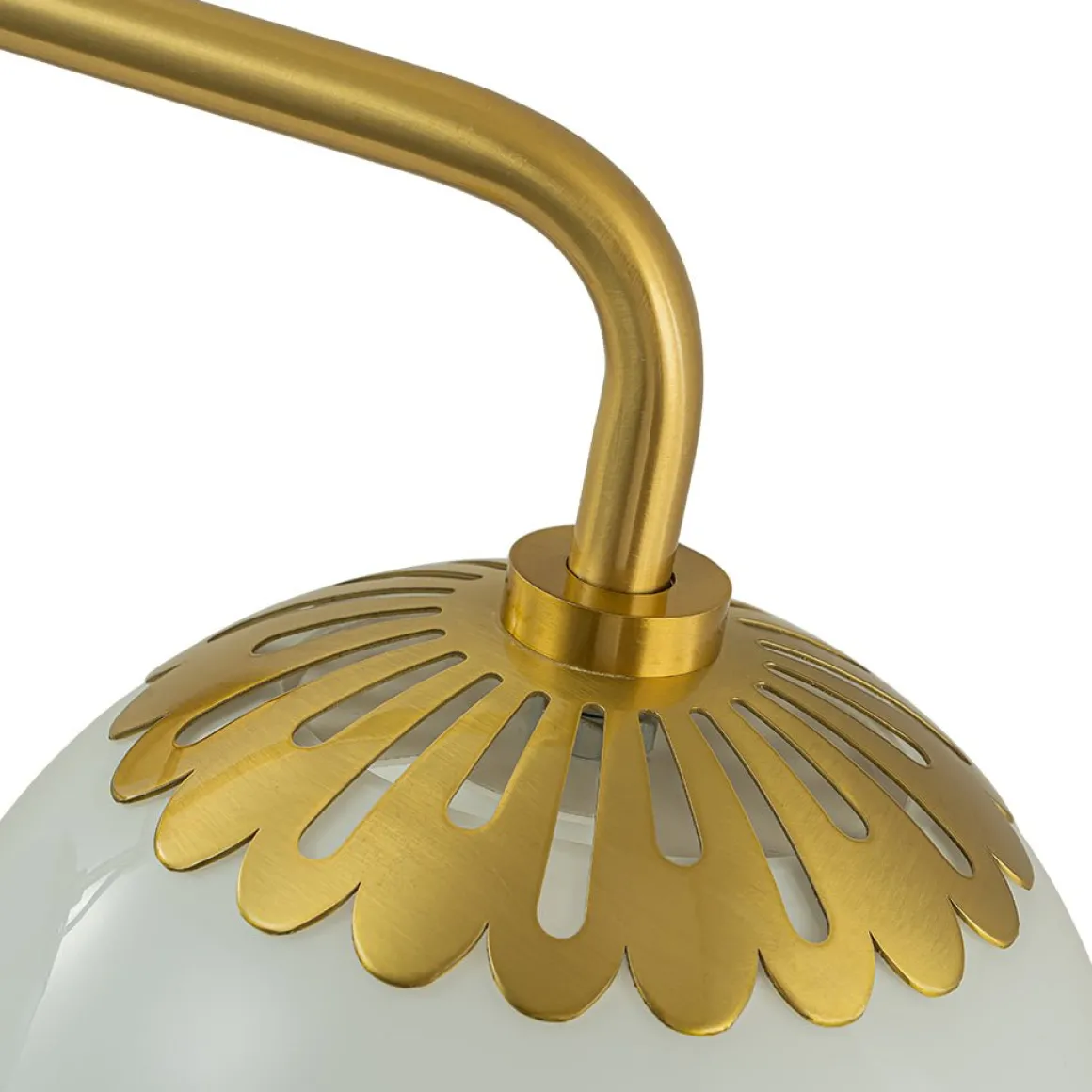 Brass Daisy 3-Light Opal Glass Globe Vanity Light