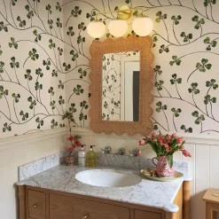 Brass Daisy 3-Light Opal Glass Globe Vanity Light