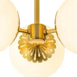 Brass Daisy 3-Light Opal Glass Globe Semi Flush Light