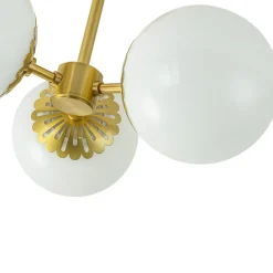 Brass Daisy 3-Light Opal Glass Globe Semi Flush Light