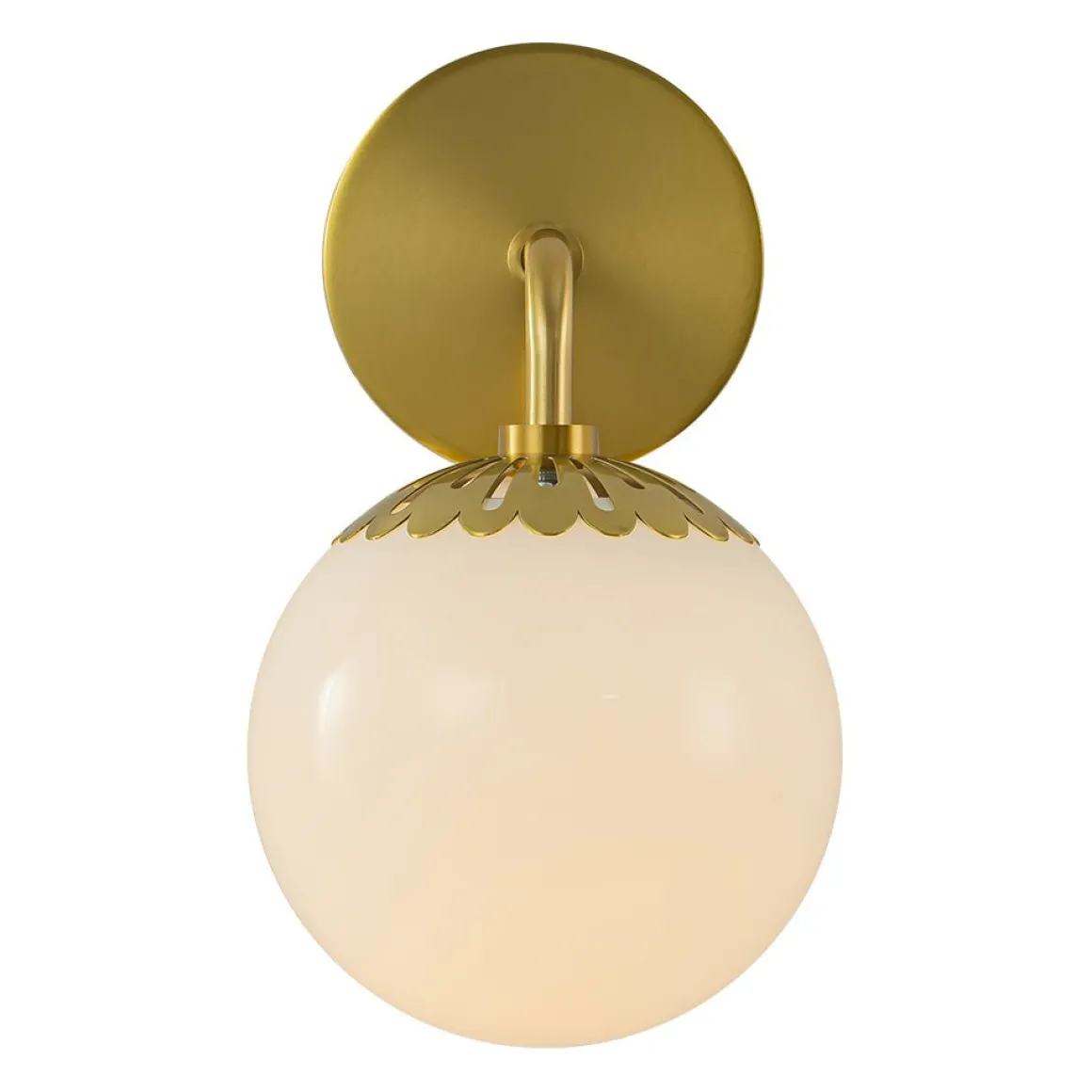 Brass Daisy 1-Light Opal Glass Globe Wall Lamp