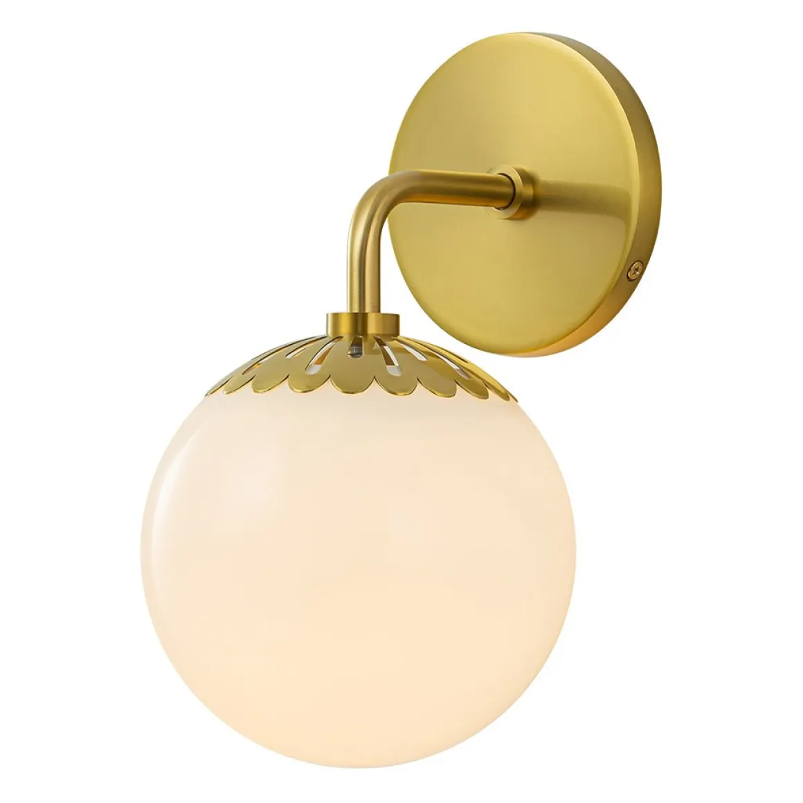 Brass Daisy 1-Light Opal Glass Globe Wall Lamp