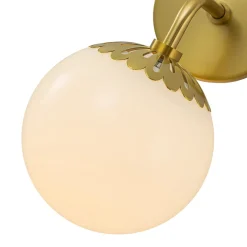 Brass Daisy 1-Light Opal Glass Globe Wall Lamp