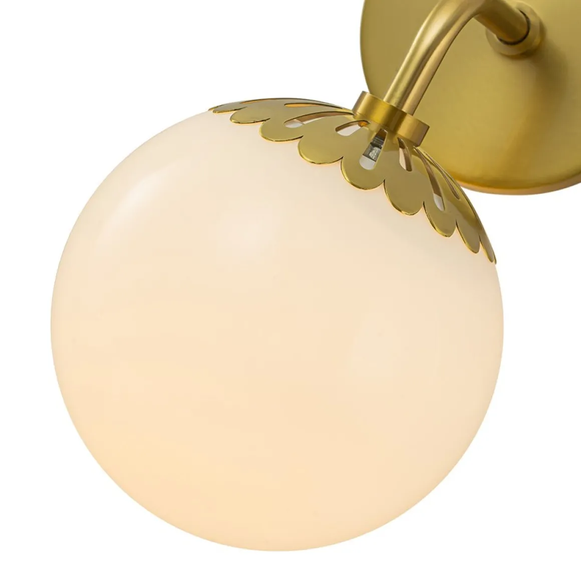 Brass Daisy 1-Light Opal Glass Globe Wall Lamp