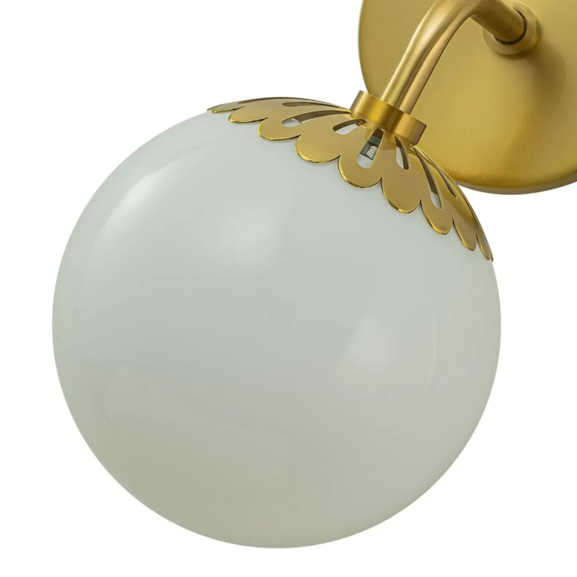 Brass Daisy 1-Light Opal Glass Globe Wall Lamp