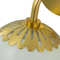Brass Daisy 1-Light Opal Glass Globe Wall Lamp
