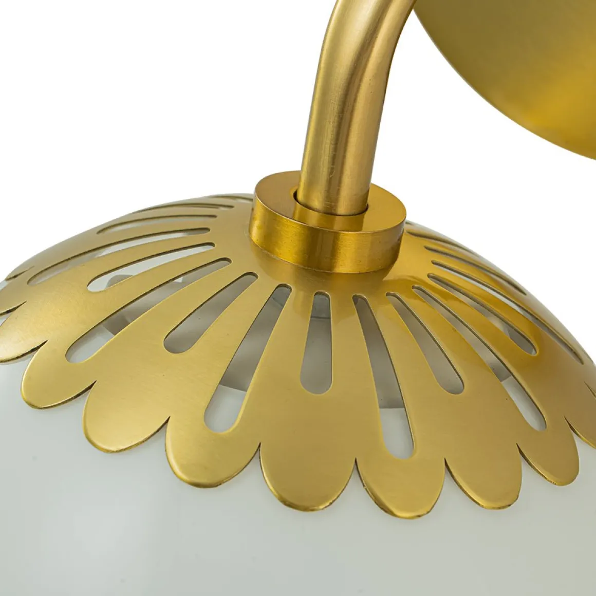 Brass Daisy 1-Light Opal Glass Globe Wall Lamp