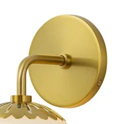 Brass Daisy 1-Light Opal Glass Globe Wall Lamp