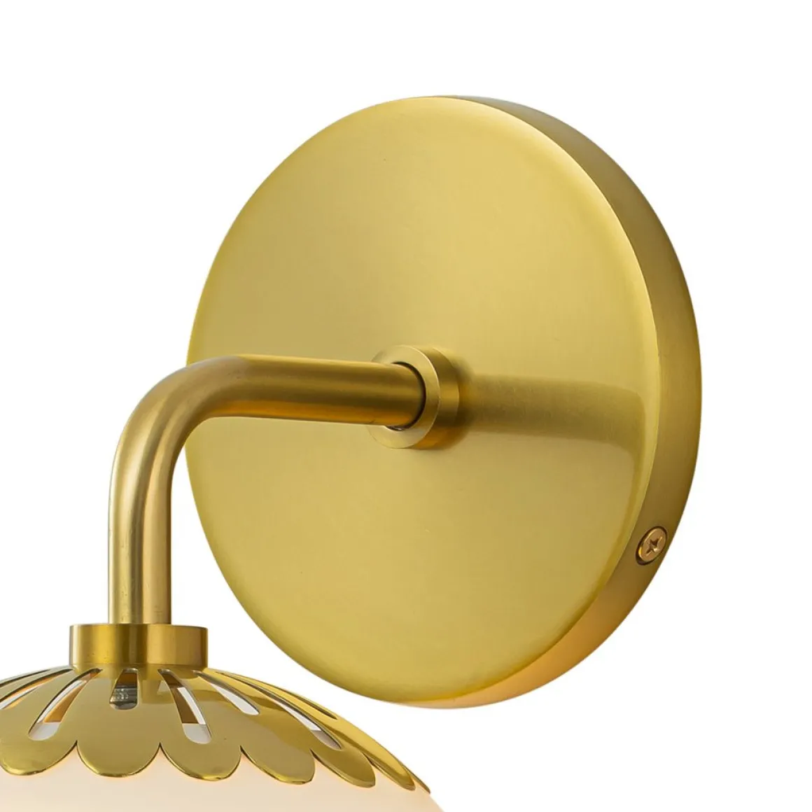 Brass Daisy 1-Light Opal Glass Globe Wall Lamp