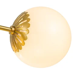Brass Daisy Tiered Opal Glass Globe Sputnik Chandelier