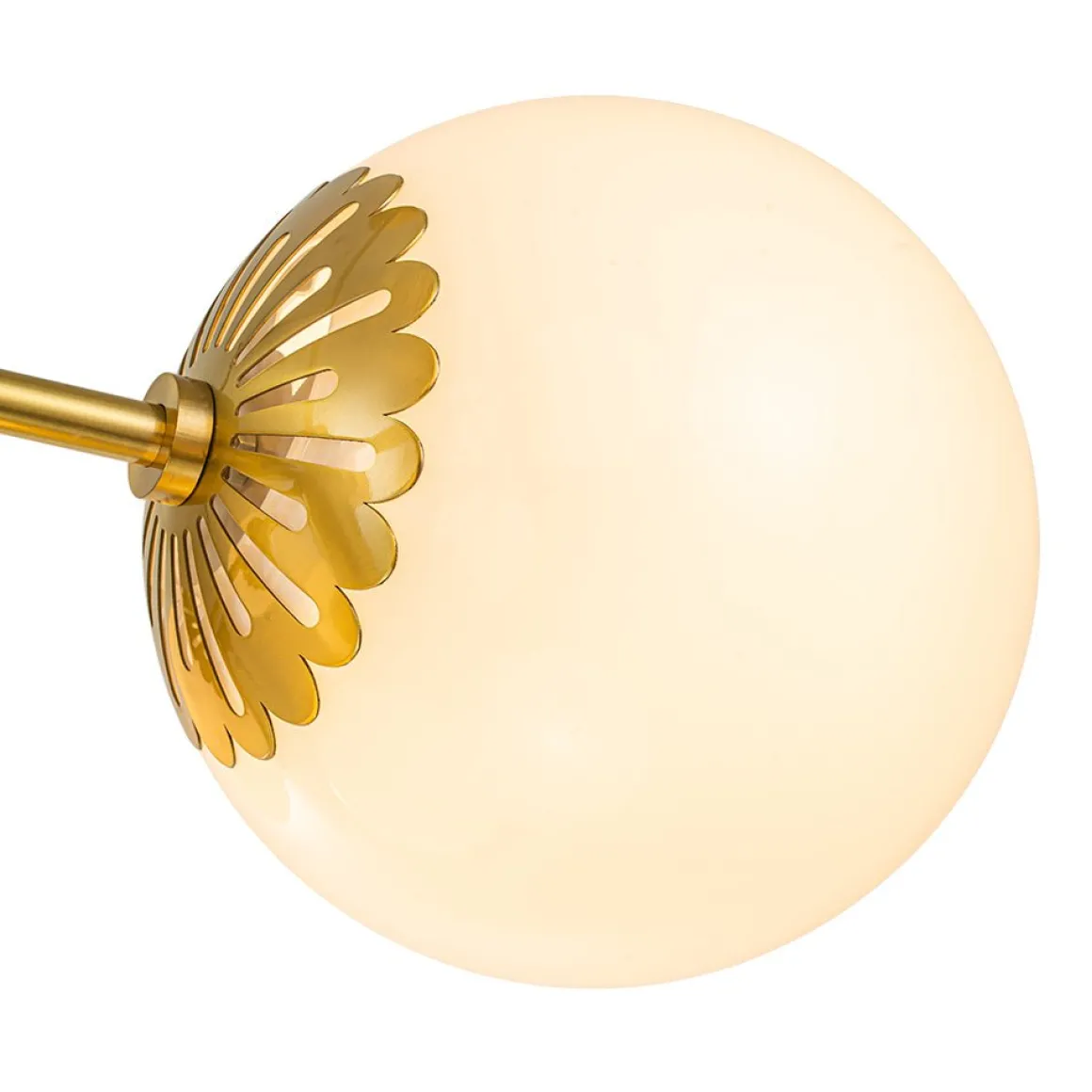 Brass Daisy Tiered Opal Glass Globe Sputnik Chandelier
