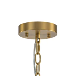 Brass Draped Ribbed Glass Bubble Round Pendant Chandelier
