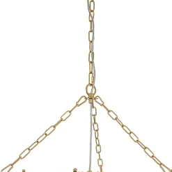 Brass Draped Ribbed Glass Bubble Round Pendant Chandelier