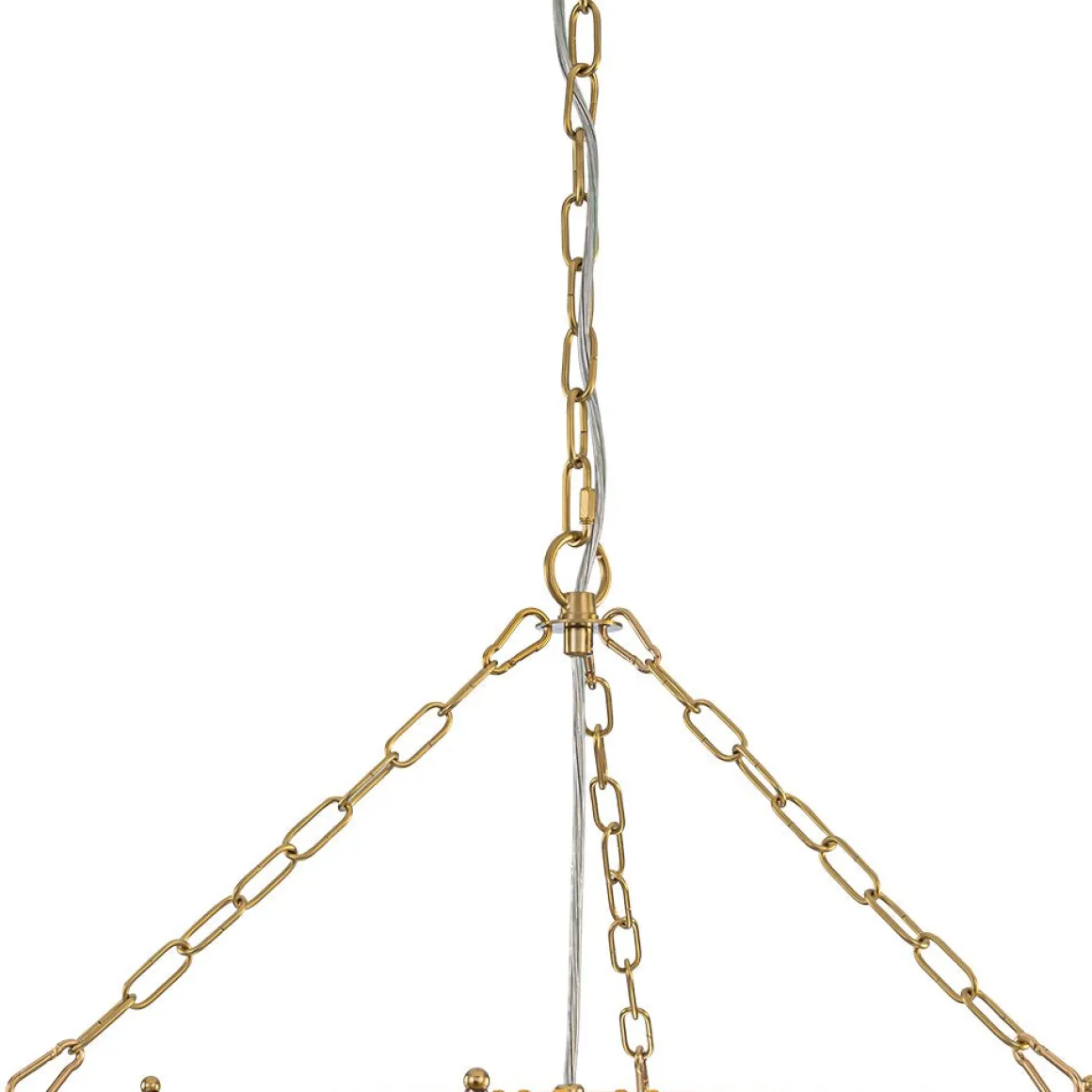 Brass Draped Ribbed Glass Bubble Round Pendant Chandelier