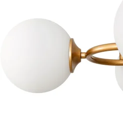 Brass Frosted White Glass Bubble Oval Ring Island Chandelier