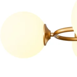 Brass Frosted White Glass Bubble Oval Ring Island Chandelier