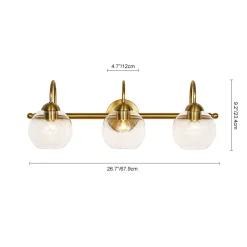 Brass Goose Arm Glass Globe 3-Light Vanity Wall Sconce
