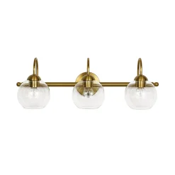 Brass Goose Arm Glass Globe 3-Light Vanity Wall Sconce