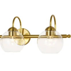 Brass Goose Arm Glass Globe 3-Light Vanity Wall Sconce