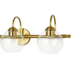 Brass Goose Arm Glass Globe 3-Light Vanity Wall Sconce