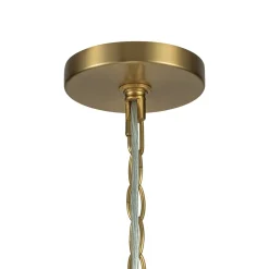 Brass Halo Ribbed Glass Globe Bubble Ring Chandelier