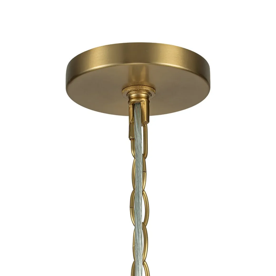 Brass Halo Ribbed Glass Globe Bubble Ring Chandelier
