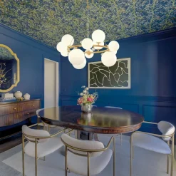 Brass Halo Shine Opal Glass Bubble Ring Chandelier