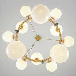 Brass Halo Shine Opal Glass Bubble Ring Chandelier