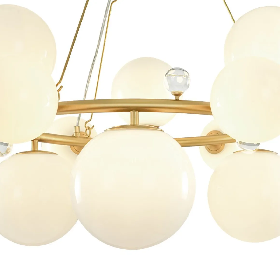 Brass Halo Shine Opal Glass Bubble Ring Chandelier