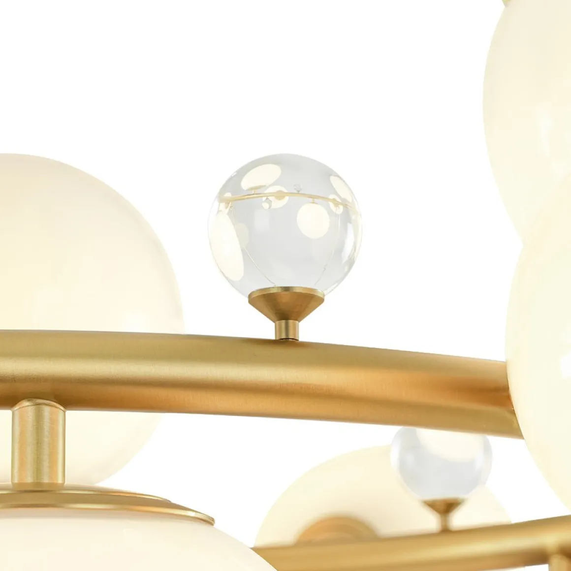 Brass Halo Shine Opal Glass Bubble Ring Chandelier