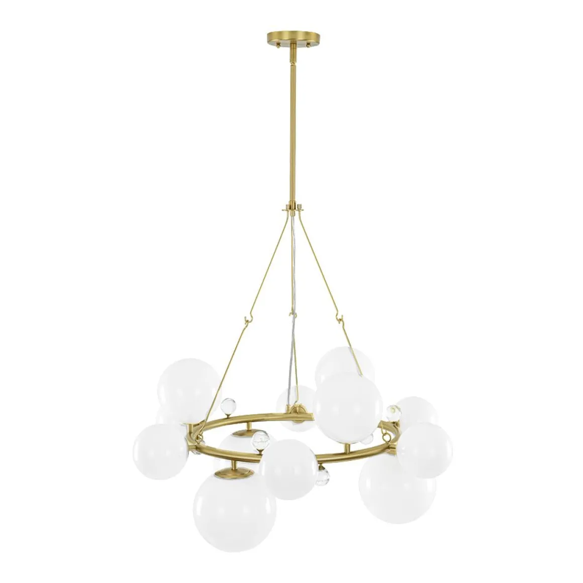 Brass Halo Shine Opal Glass Bubble Ring Chandelier