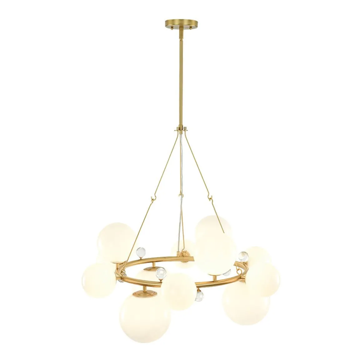 Brass Halo Shine Opal Glass Bubble Ring Chandelier