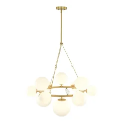 Brass Halo Shine Opal Glass Bubble Ring Chandelier
