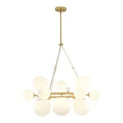Brass Halo Shine Opal Glass Bubble Ring Chandelier