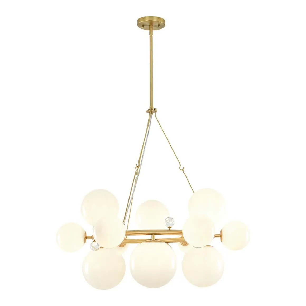Brass Halo Shine Opal Glass Bubble Ring Chandelier
