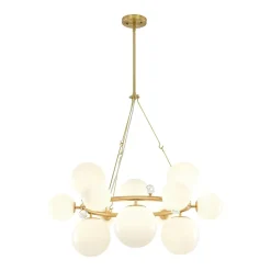 Brass Halo Shine Opal Glass Bubble Ring Chandelier