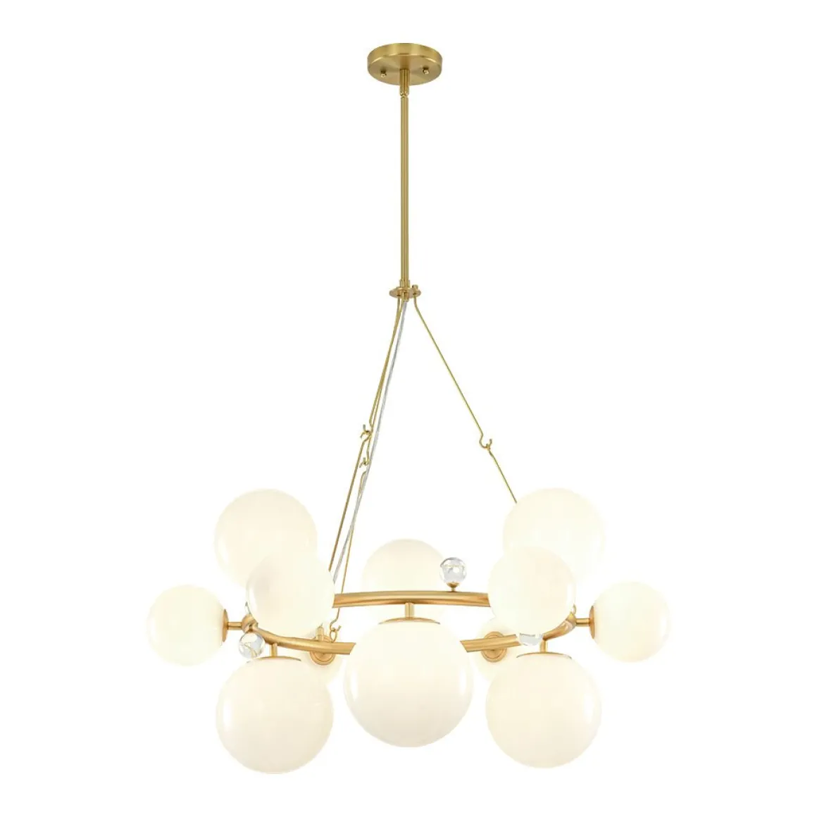 Brass Halo Shine Opal Glass Bubble Ring Chandelier