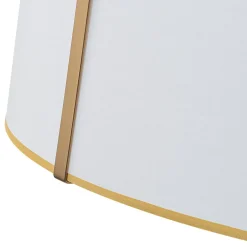 Brass Large White Fabric Drum Cage Chandelier