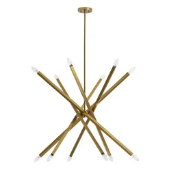 Brass 12-Light Adjustable Linear Rod Sputnik Chandelier