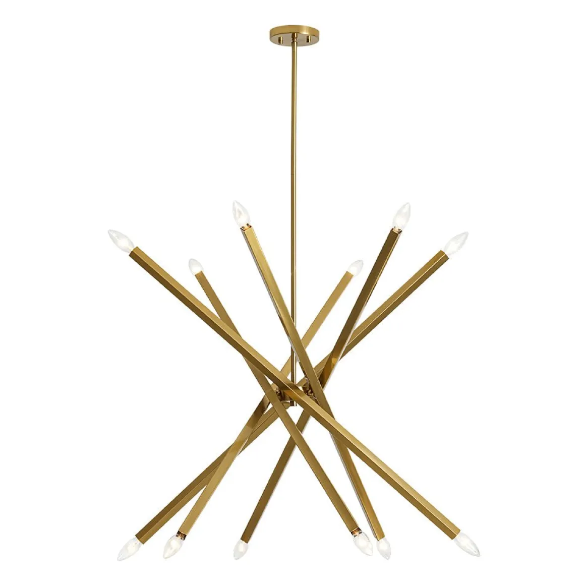 Brass 12-Light Adjustable Linear Rod Sputnik Chandelier
