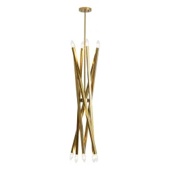 Brass 12-Light Adjustable Linear Rod Sputnik Chandelier